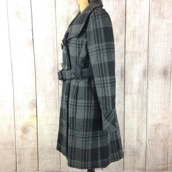 Vintage Wool Coat Black Grey Y2K - Picture 3 of 8